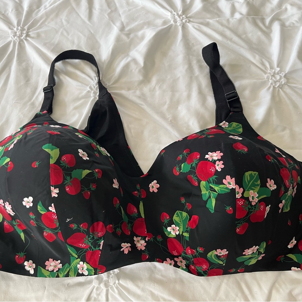 Torrid Black and Red Floral  Bra